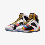 mens jordan 7 retro "miró" (white/metallic gold-sport red)