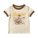 kids yeehaw vintage s/s ringer tee (beige)