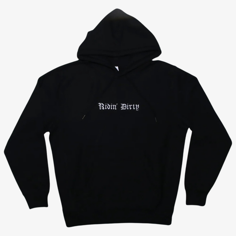 mens ridin' dirty 1996 logo pullover hoodie (black)