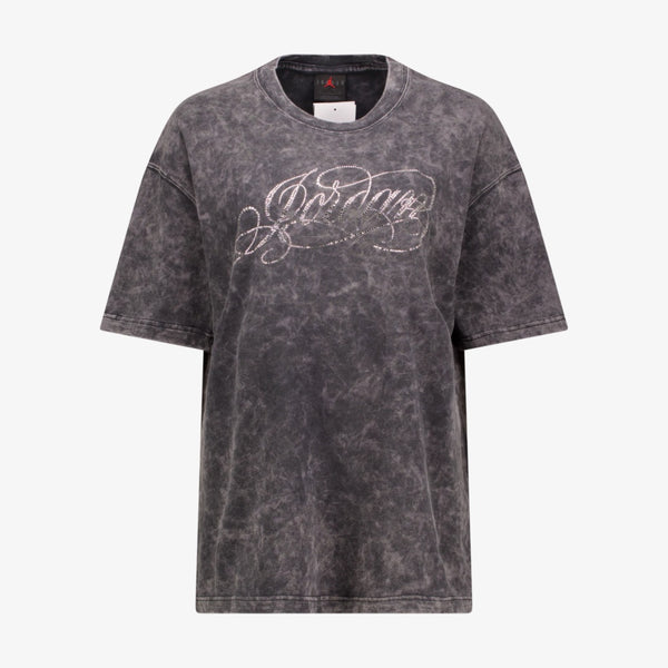 womens jordan oversized graphic s/s tee with swarovski (black)