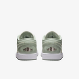 womens jordan 1 low se (sea foam/metallic silver)