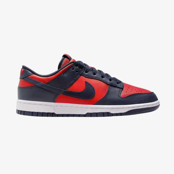 mens nike dunk low (university red/obsidian blue)