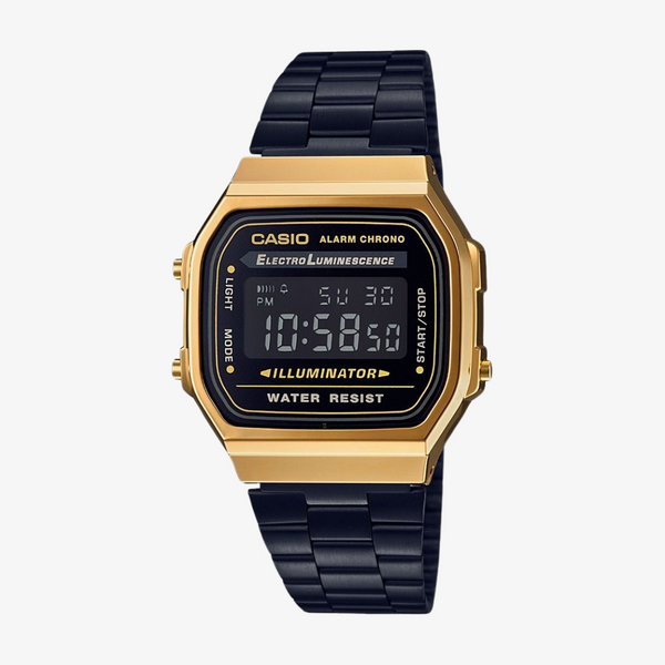 casio vintage digital watch (black/gold)