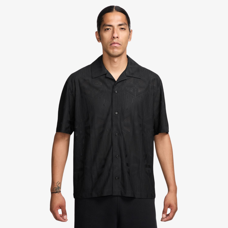 mens jordan flight button up shirt (black)
