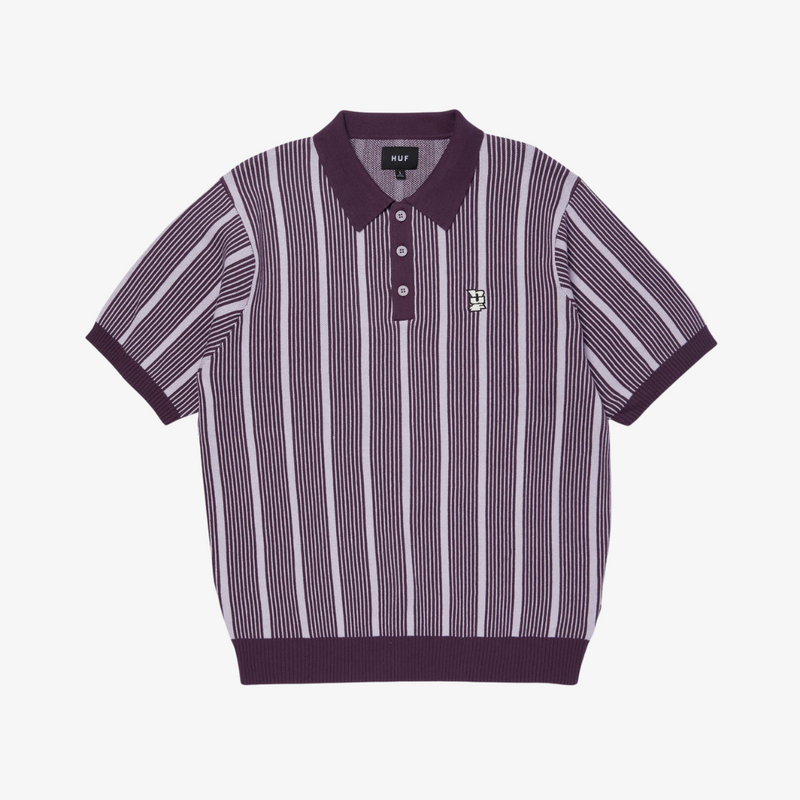 mens huf trace stripe s/s knit top (dust purple)