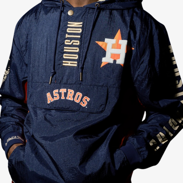 mens mitchell and ness houston astros current logo 3.0 anorak (navy/orange)