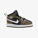 toddler jordan 1 mid (black/white/olive)