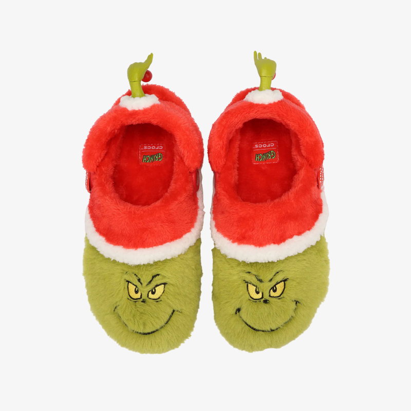 gradeschool crocs x the grinch classic lined clog (green/red)