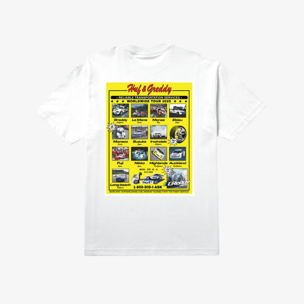 mens huf x greddy tour s/s tee (white)