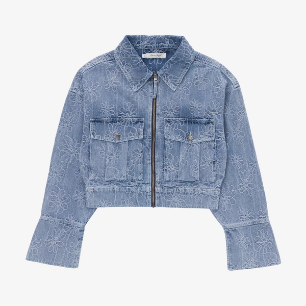 womens honor the gift cropped denim jacket (blue)