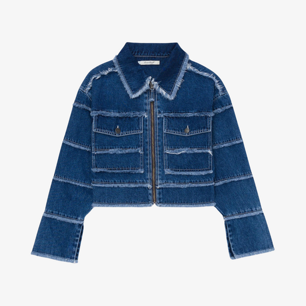 womens honor the gift panel denim jacket (indigo)