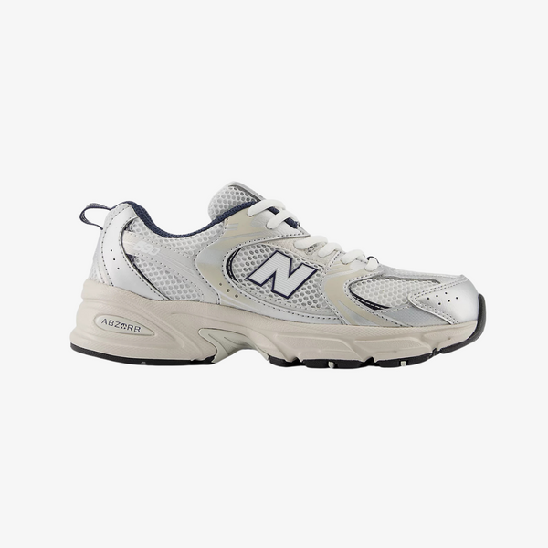 gradeschool new balance 530 (grey/navy blue)