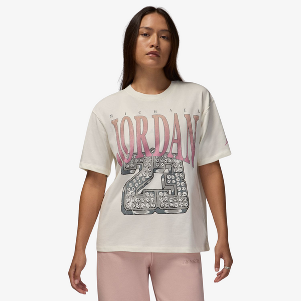 womens jordan heritage s/s tee (white)