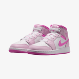 gradeschool jordan 1 mid (pink foam/pink foam-china rose-white)