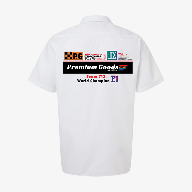 mens dickies x pg auto club work shirt "pit crew" (white)