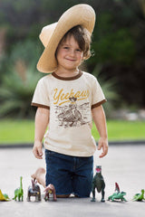 kids yeehaw vintage s/s ringer tee (beige)
