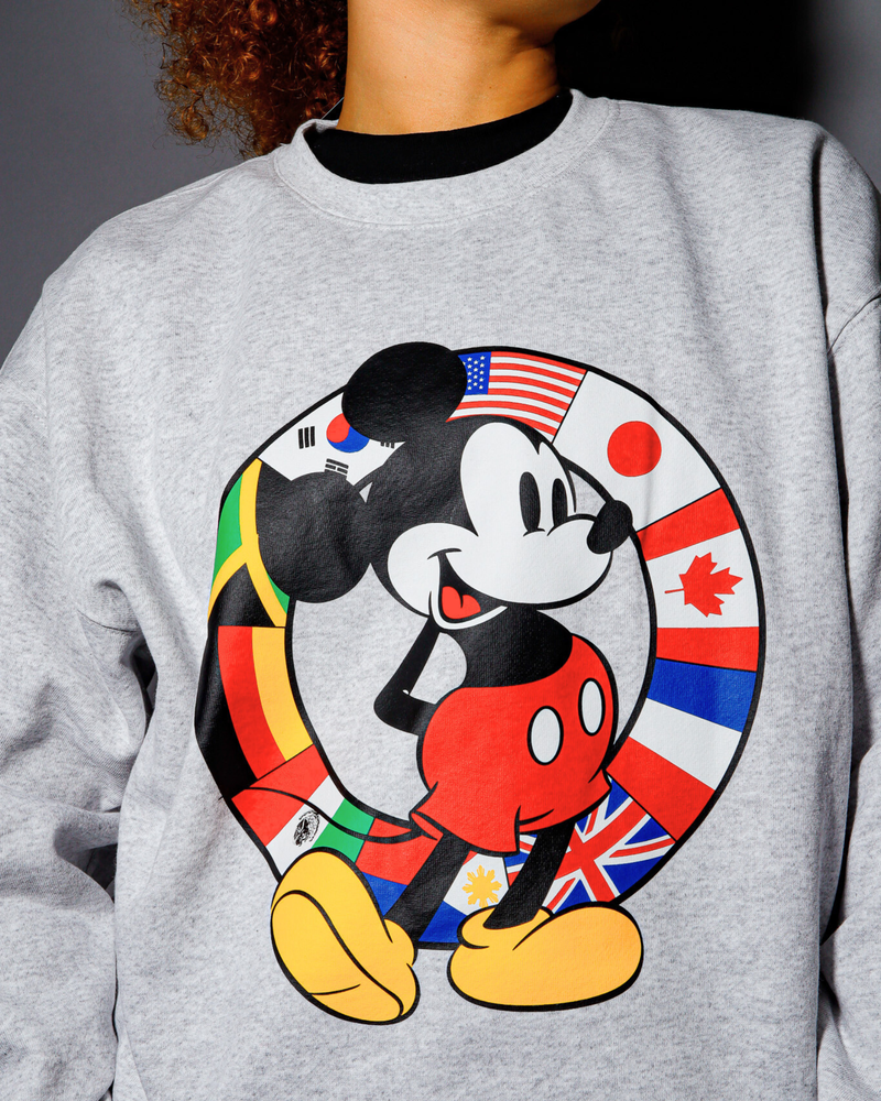 mens huf x disney worldwide tour crewneck (heather grey)