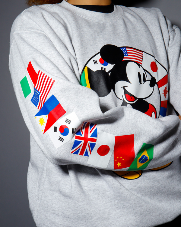 mens huf x disney worldwide tour crewneck (heather grey)