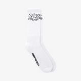 honor the gift script socks (white)