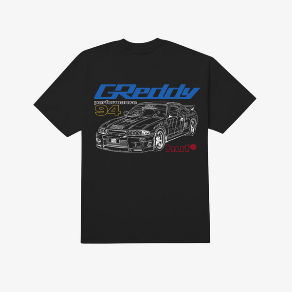 mens huf x greddy diagram s/s tee (black)