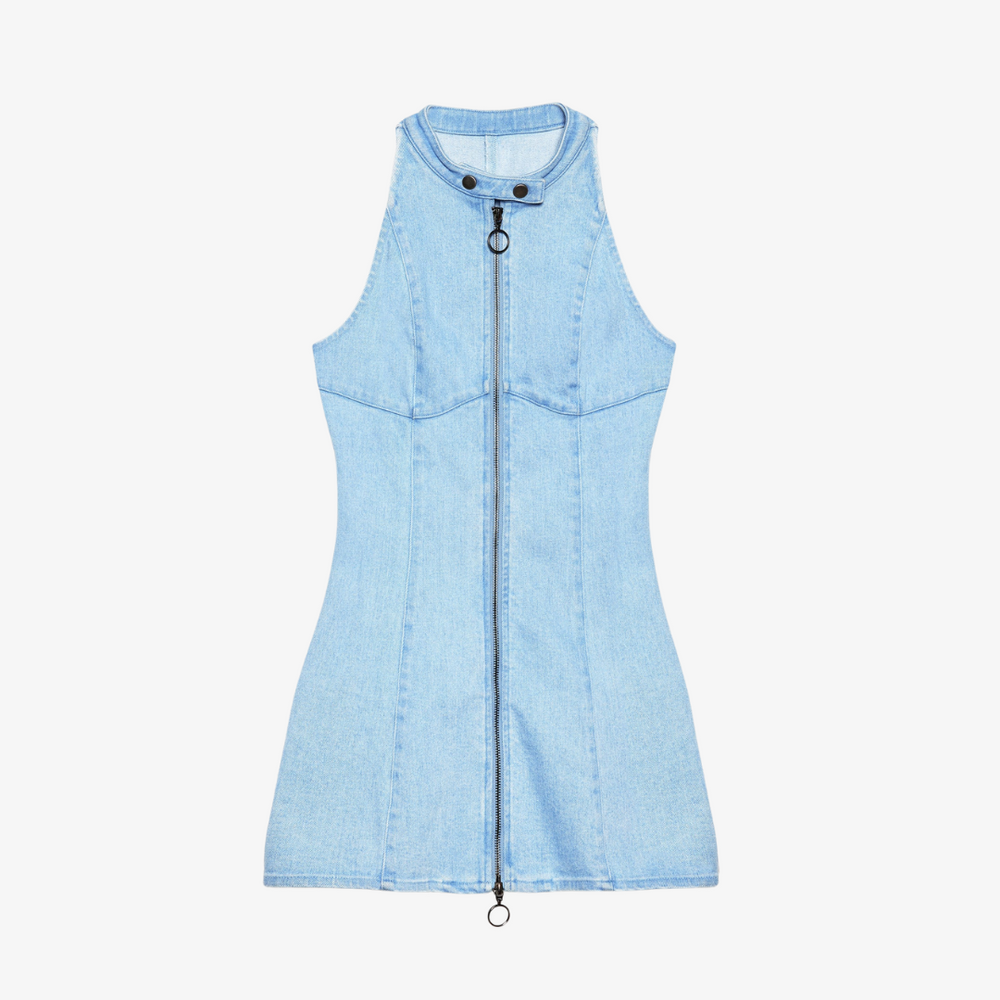 womens melody ehsani denim skate dress (med wash) – Premium