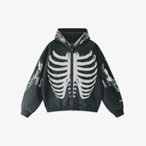 mens huf x aliens facehugger washed hoodie (vintage black)