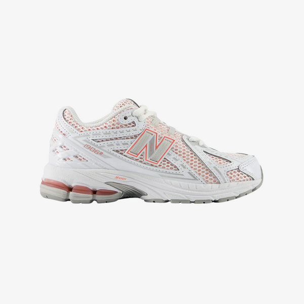 preschool new balance 1906 (white/sunfade red)
