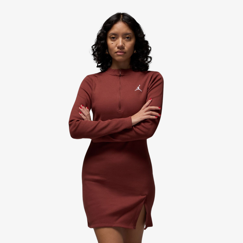 womens jordan l/s knit dress (burgundy)