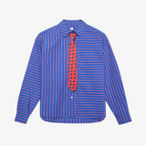 womens melody ehsani divine button up + tie (stripe)