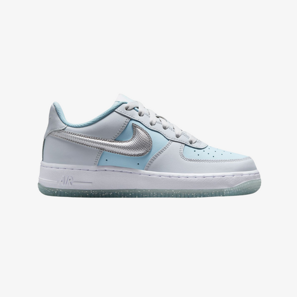 gradeschool nike air force 1 (platinum/silver)