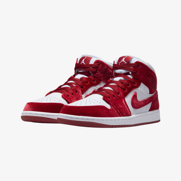 womens jordan 1 mid (white/team red)