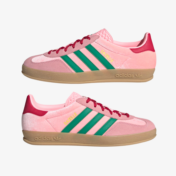 womens adidas gazelle indoor (pink/green/red)