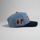 new era x premiumgoods. houston comets 9forty a-frame snapback (oceanside blue/faded blue)