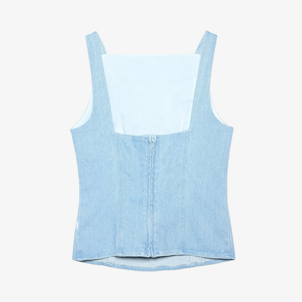 womens melody ehsani denim skate top (med wash)