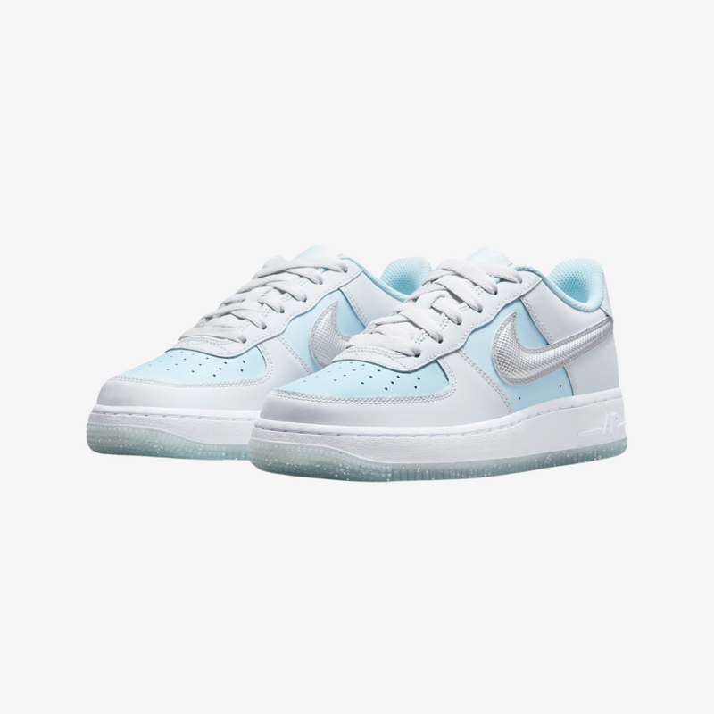 gradeschool nike air force 1 (platinum/silver)