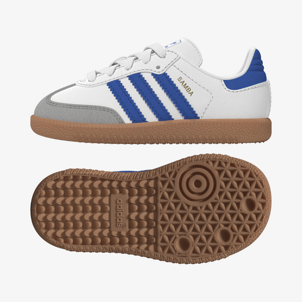 toddler adidas samba og el (white/blue/gum)