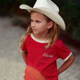kids howdy vintage s/s ringer tee (red)