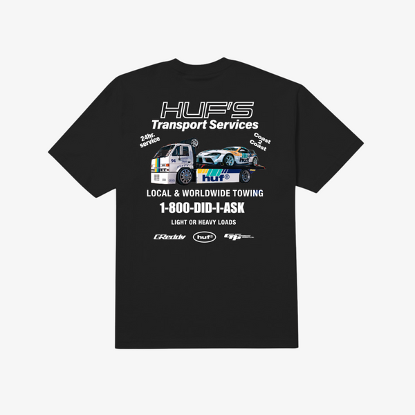 mens huf x greddy tow s/s tee (black)