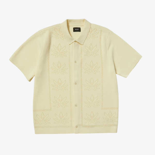 mens huf plantlife perforated jacquard shirt (natural)