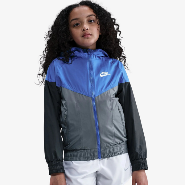 kids nike sportswear windrunner hooded repel jacket (comet blue/smoke grey)