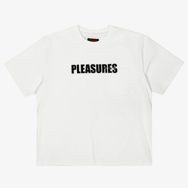 mens pleasures impact pocket heavyweight shirt (white)