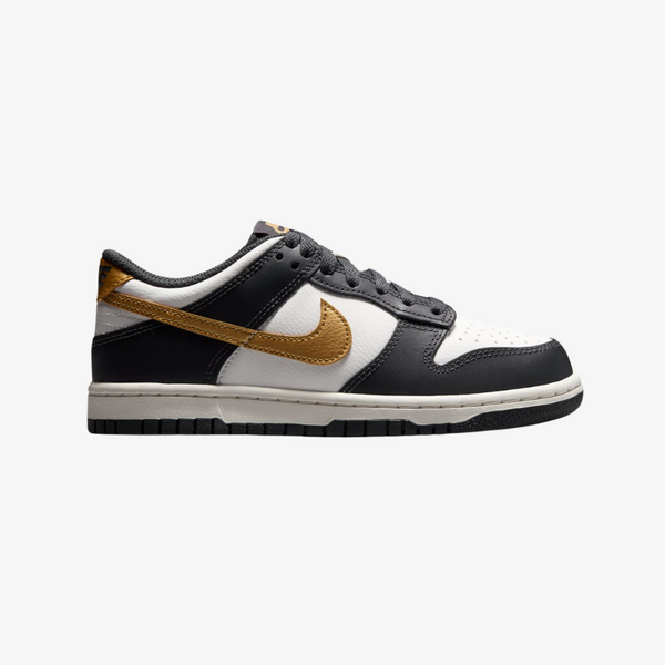 gradeschool nike dunk low (summit white/metallic gold)