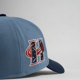 new era x premiumgoods. houston comets 9forty a-frame snapback (oceanside blue/faded blue)