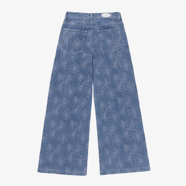 womens honor the gift wide leg flower pant (blue)