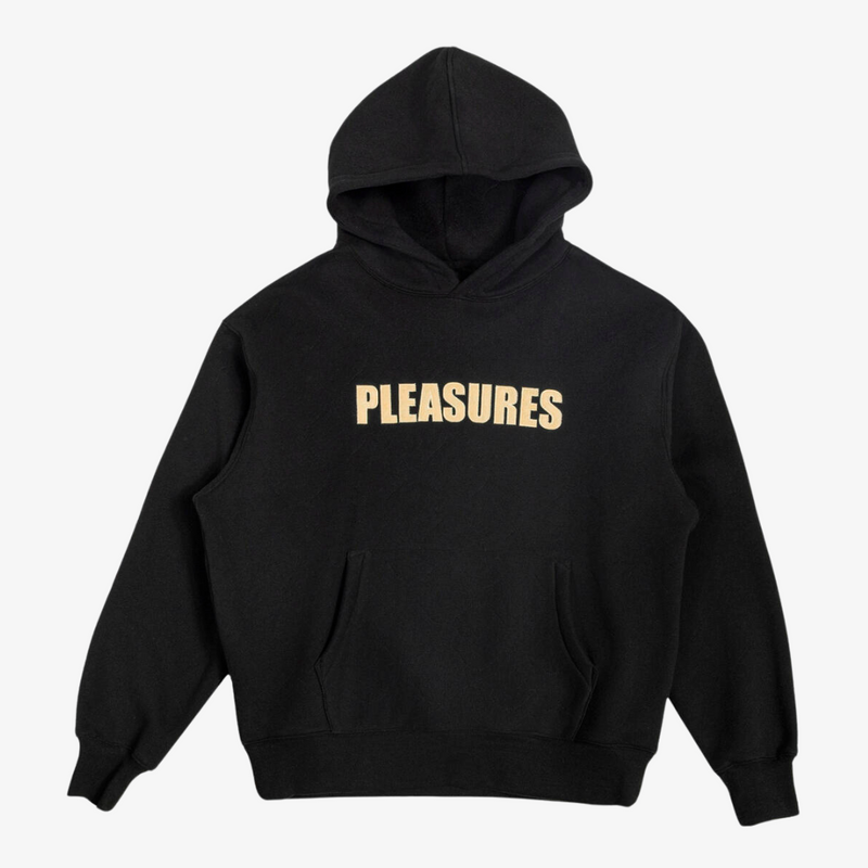 mens pleasures wave quilted hoodie (black)