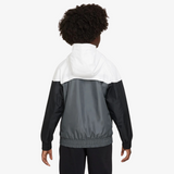 kids nike sportswear windrunner hooded repel jacket (white/smoke grey)