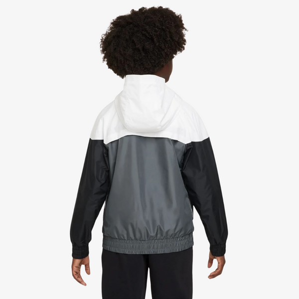 kids nike sportswear windrunner hooded repel jacket (white/smoke grey)