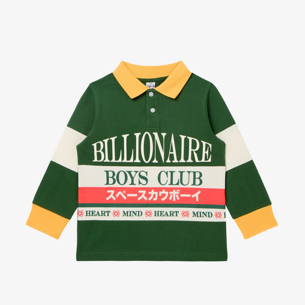 kids billionaire boys club kauboi l/s polo (green/yellow)