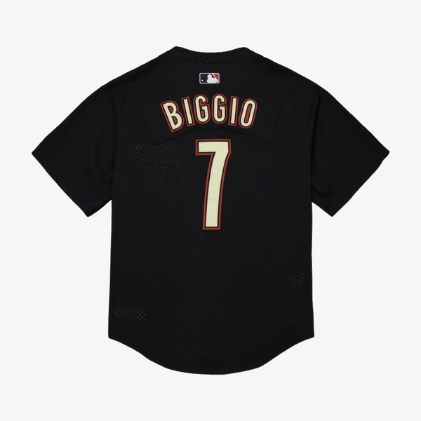 mens mitchell and ness biggio practice jersey (black/red)