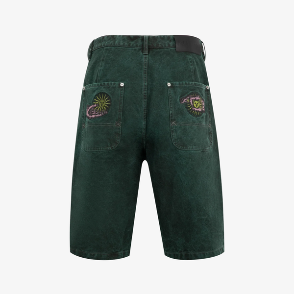 mens pleasures apollo baggy shorts (dark forest)